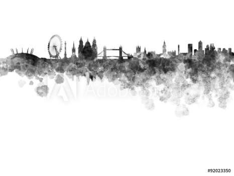 Picture of London skyline in black watercolor